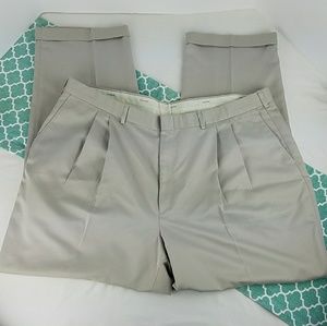 Savane Men's 42x32 Tan Khaki Dress Pants Pleated